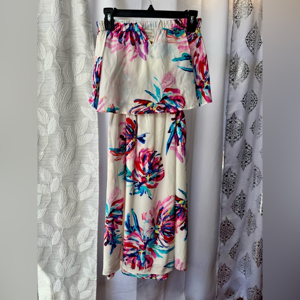 Yumi Kim Strapless Pink and White Maxi Dress Resort Wear